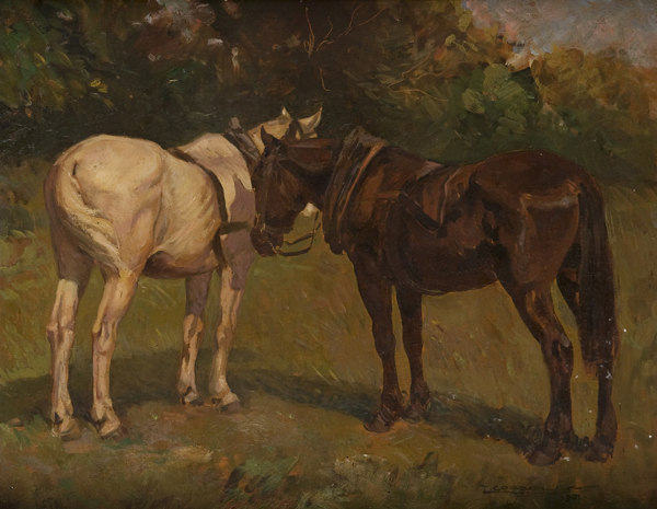Due cavalli in un paesaggio di campagna, 1931
