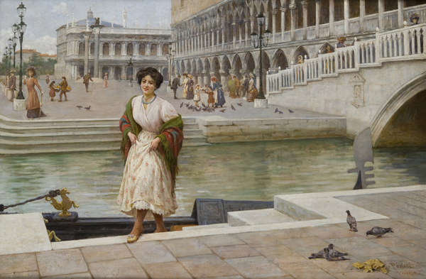 Venezia, giovane popolana a Piazza San Marco