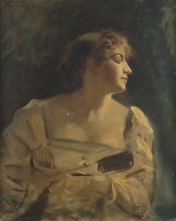 Ritratto di giovane donna che suona il mandolino