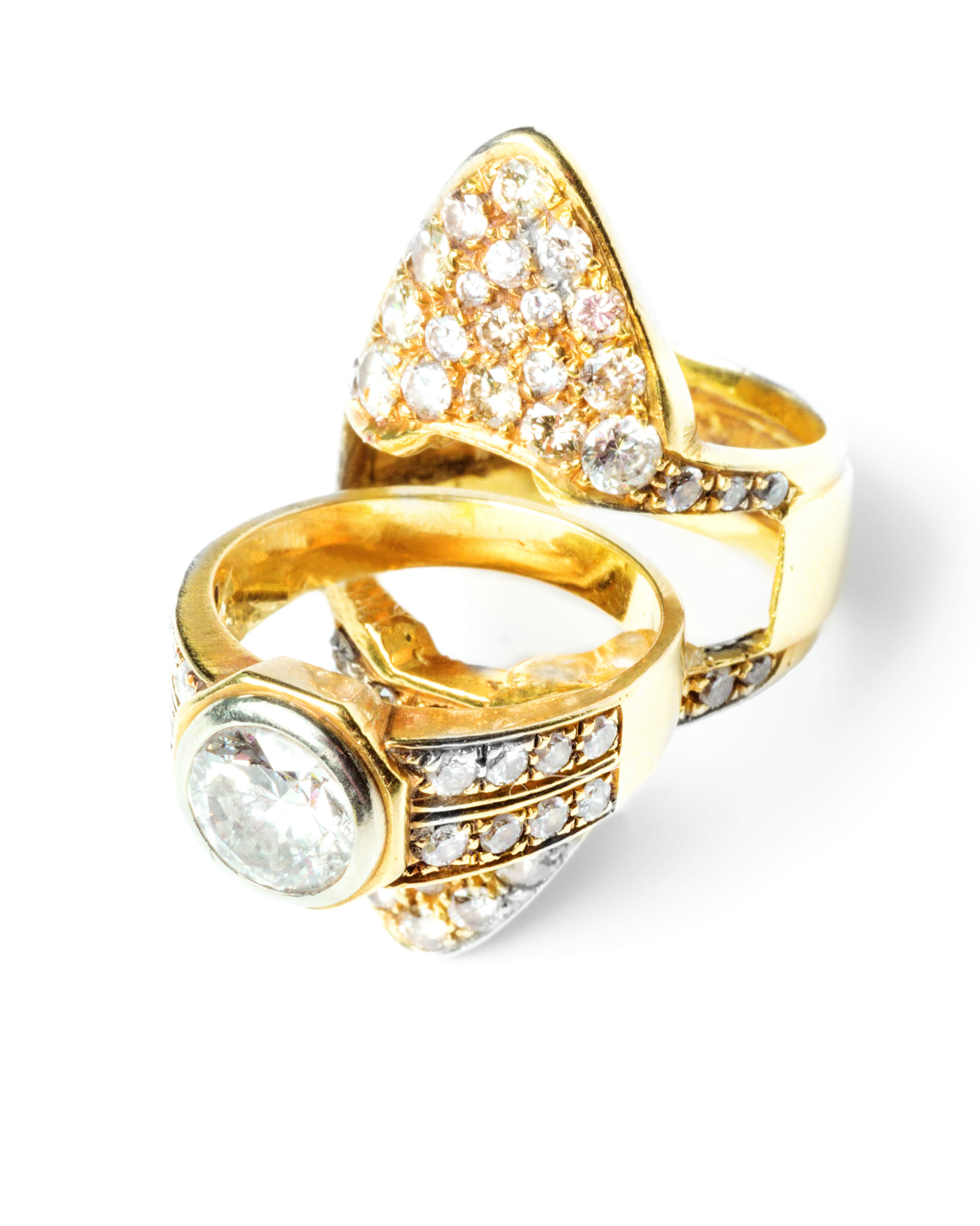 Anello scomponibile in oro giallo e oro bianco 18 ct con diamante centrale taglio brillante