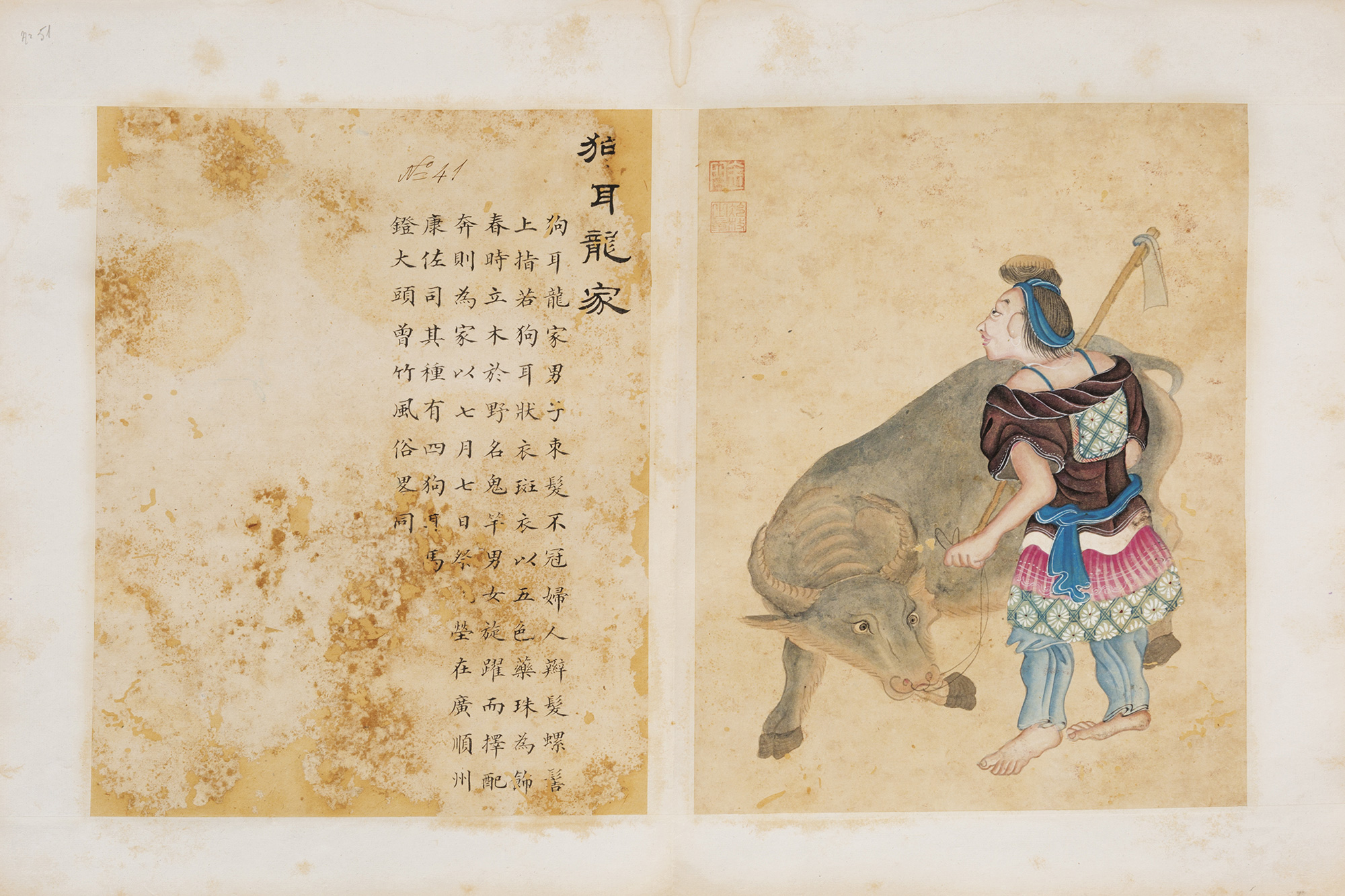Album composto da ventuno acquerelli su carta, raffiguranti scene di vita popolare e contadina, con iscrizioni, Cina, secolo XIX, difetti e fioriture