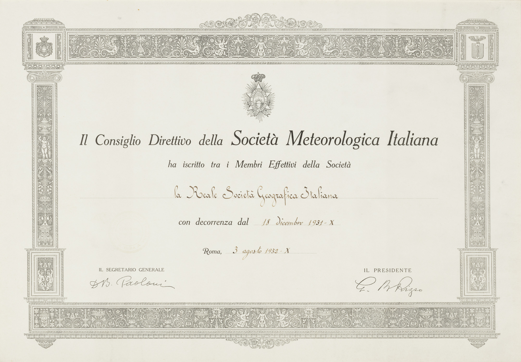 Diploma di Medaglia d’oro