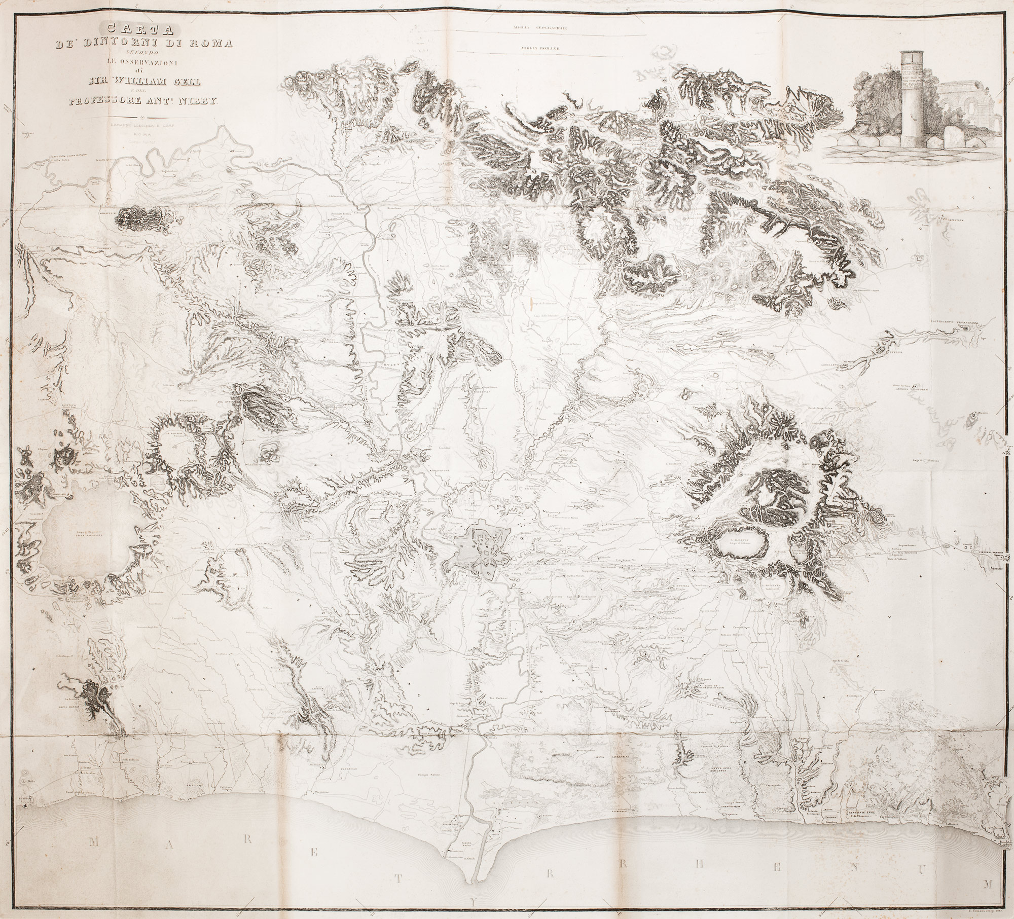 Carta topografica dei cantoni di Roma ridotta alla mezza scala dalla pianta  levata in 1845 e 1846 per il Barone di Moltke Ajutante in campo di S.A.  Reale il Principe Enrico di